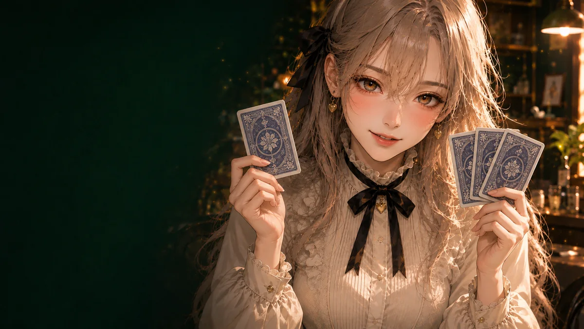 KI-generierte Charakterillustration · kein Spiel-Screenshot: Eine oder drei Karten ziehen: den Vorrat richtig lesen